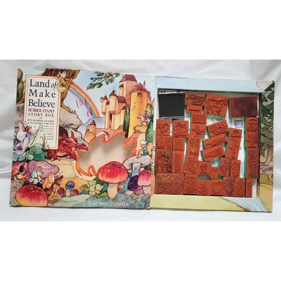 Vintage 1994 Rubber Stampede Land Of Make Believe Rubber Stamp Story Box - READ - Picture 1 of 8